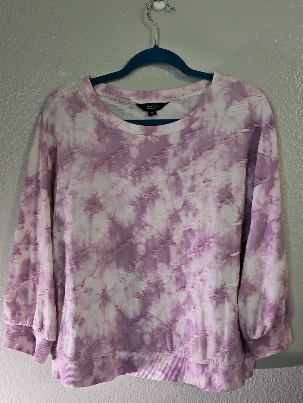 Simply Vera Vera Wang Purple Tie-Dye Textured Sweatshirt XL EUC